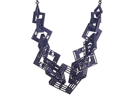 55cm Solid to Structure Square Necklace - Black
