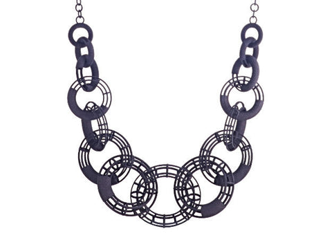 50cm Solid to Structure Torus Necklace - Black