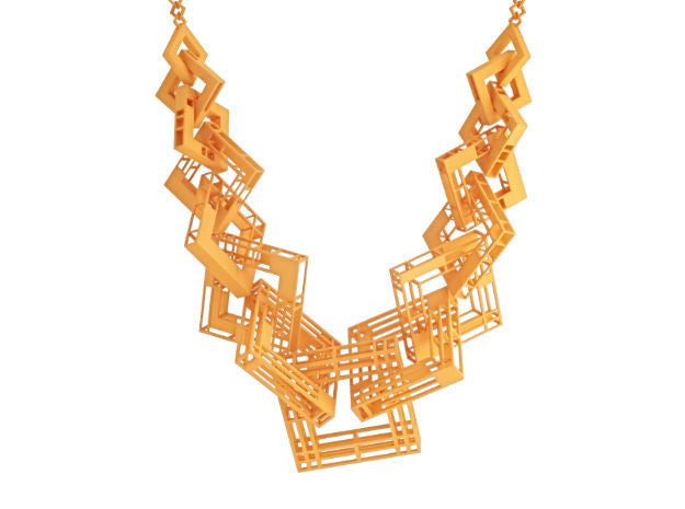 55cm Solid to Structure Square Necklace - Orange