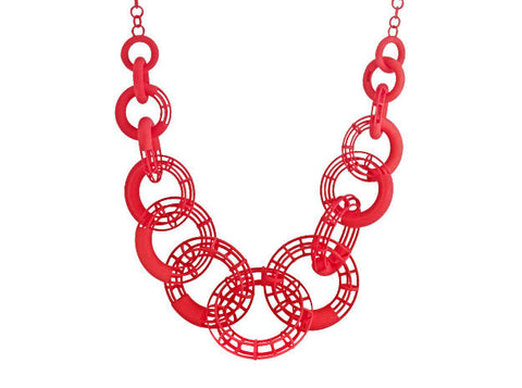 50cm Solid to Structure Torus Necklace - Red